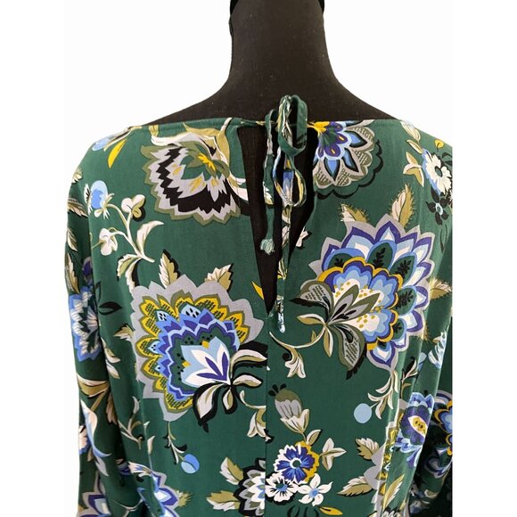 Old Navy long Sleeve fit and flare floral dress green sz 14 flowing flattering - Picture 5 of 7